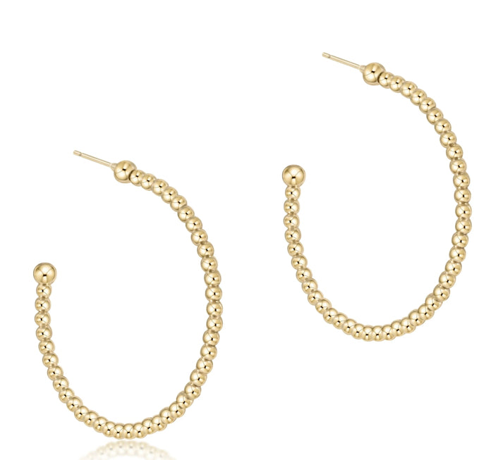 Beaded Classic 1" Post Hoop | 2mm Gold