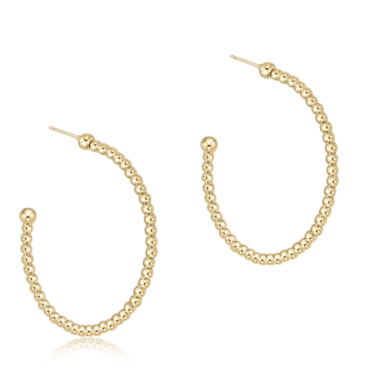 Beaded Classic 1.25" Post Hoop | 4mm Gold