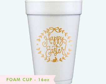 Happy Easter Gold Foam Cup