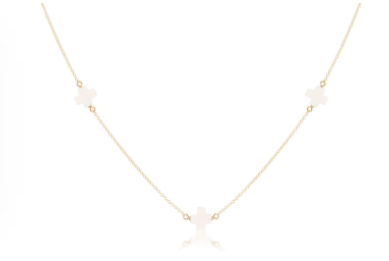15" Choker Simplicity Chain Gold - Signature Cross Off-White