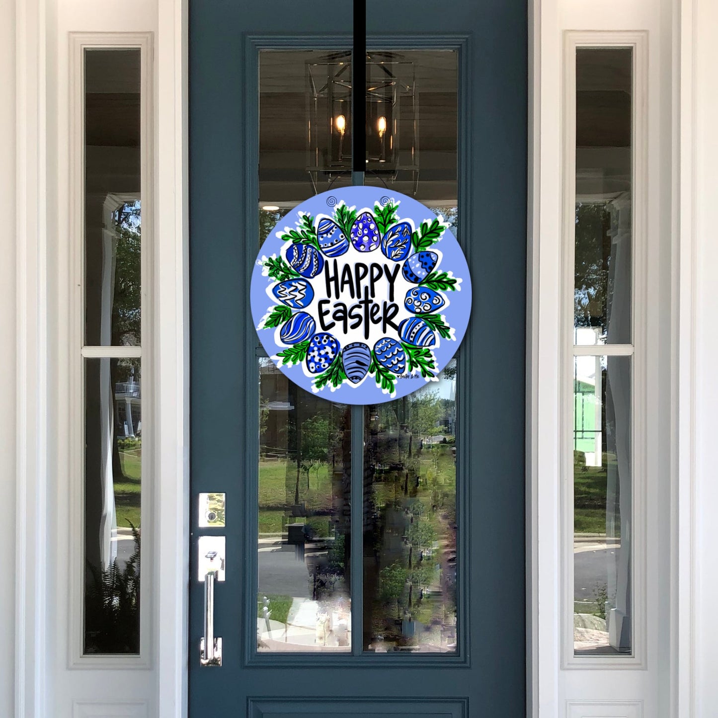 Door Hanger | Blue and White Easter Wreath