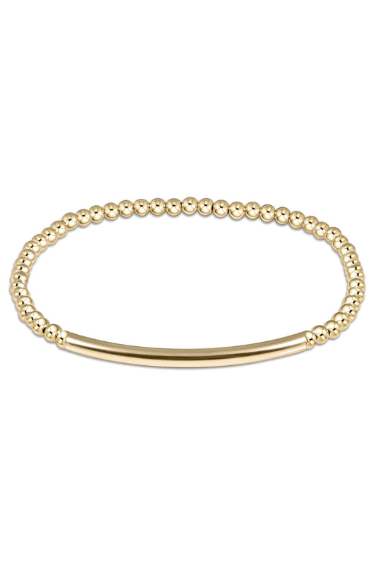 Bliss Bar Gold Pattern 3mm Bead  Bracelet - Gold