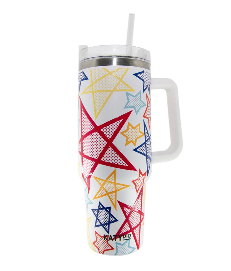 Rainbow Stars Tumbler Cup with Handle