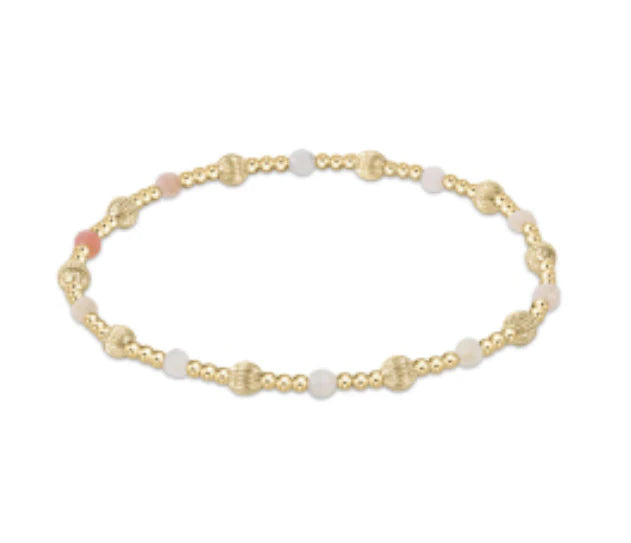 Dignity Sincerity Pattern 4mm Bead Bracelet - Pink Opal