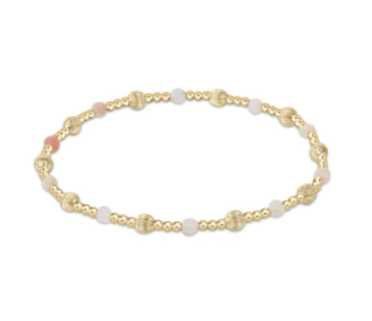 Dignity Sincerity Pattern 4mm Bead Bracelet - Pink Opal