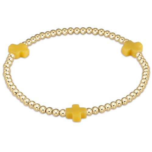 Signature Cross Gold Pattern 3mm Bead Bracelet - Canary