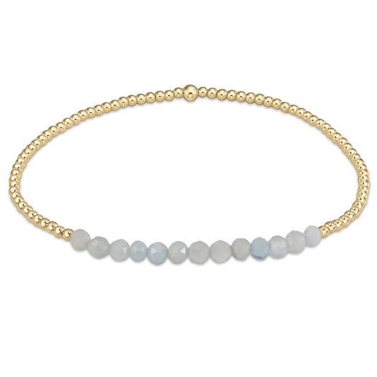 Gold Bliss 2mm Bead Bracelet - Aquamarine
