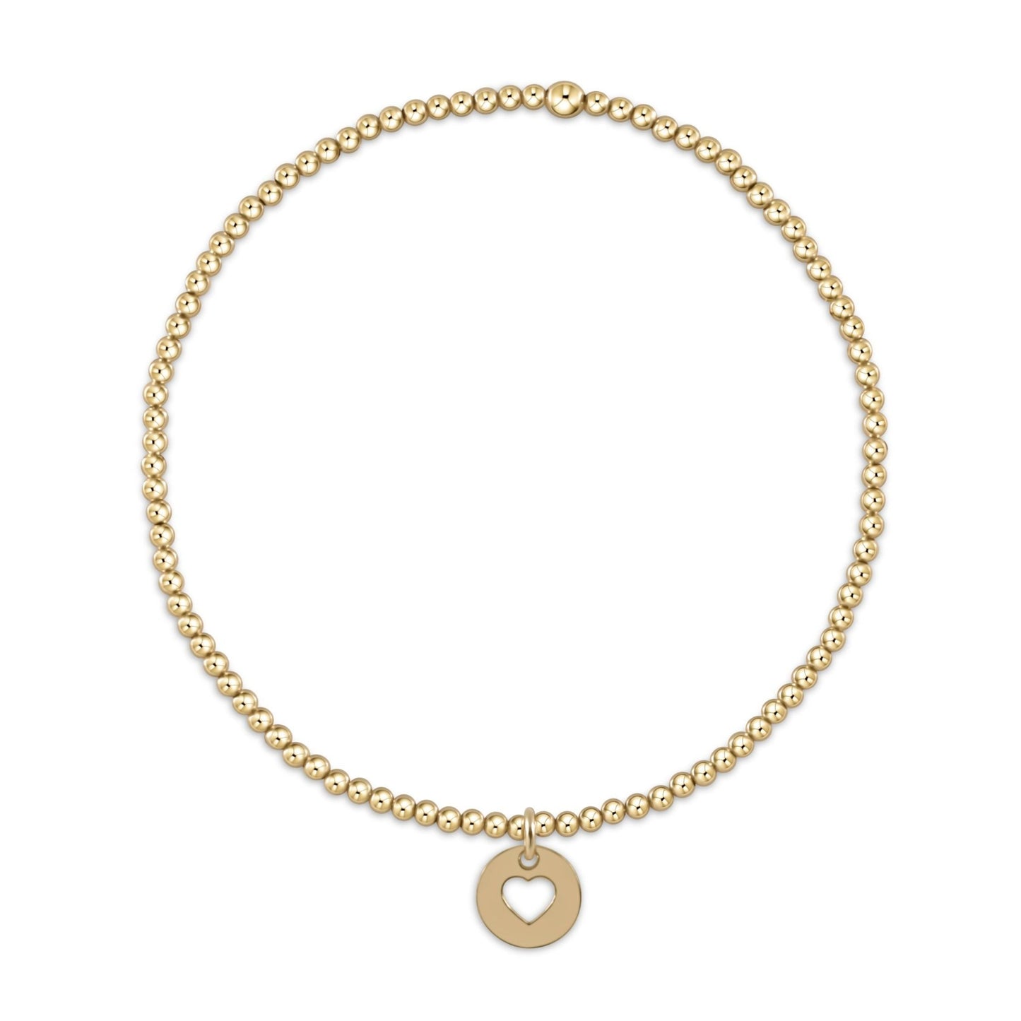 Classic Gold 2mm Bead Bracelet -  Love Small Gold Disc