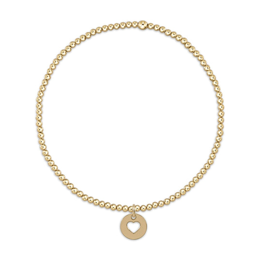 Classic Gold 2mm Bead Bracelet -  Love Small Gold Disc