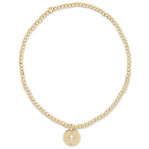 EGIRL CLASSIC GOLD 2MM BEAD BRACELET - BLESSED SMALL GOLD CHARM