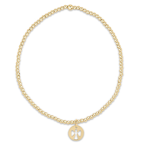 EGIRL CLASSIC GOLD 2MM BEAD BRACELET - GUARDIAN ANGEL SMALL GOLD CHARM