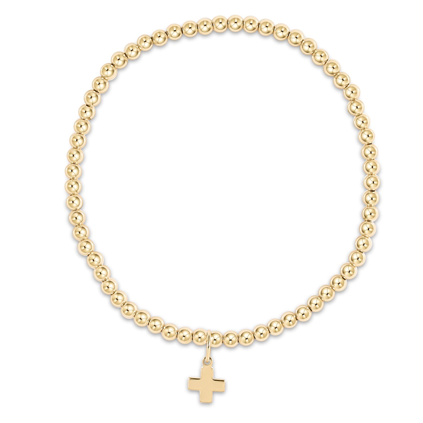 Classic Gold 3mm Bead Bracelet Signature Cross Small Gold Charm