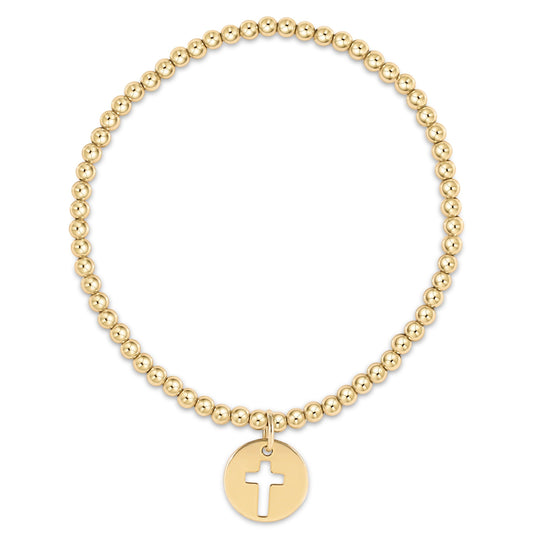 Classic Gold 3mm Bead Bracelet -  Blessed Gold Disc