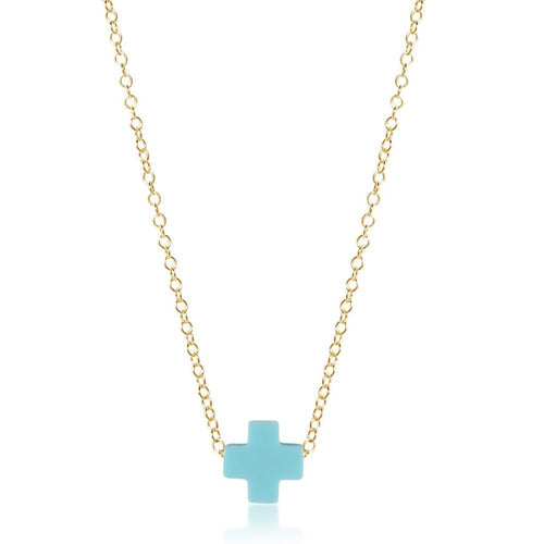 16" Necklace Gold | Signature Cross | Turquoise