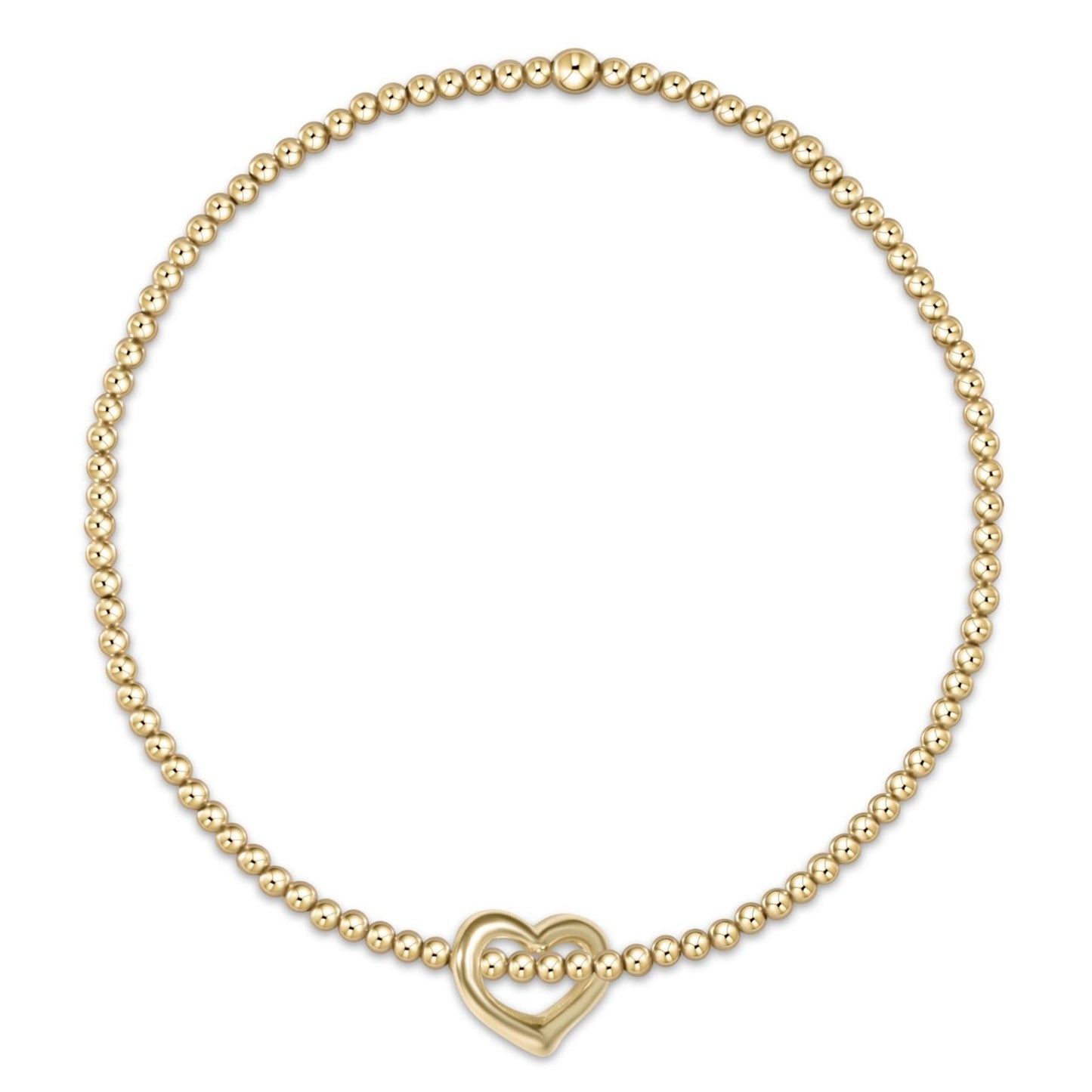Classic Gold 2.5mm Bead Bracelet  - Love Gold Charm