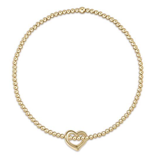 Classic Gold 2.5mm Bead Bracelet  - Love Gold Charm