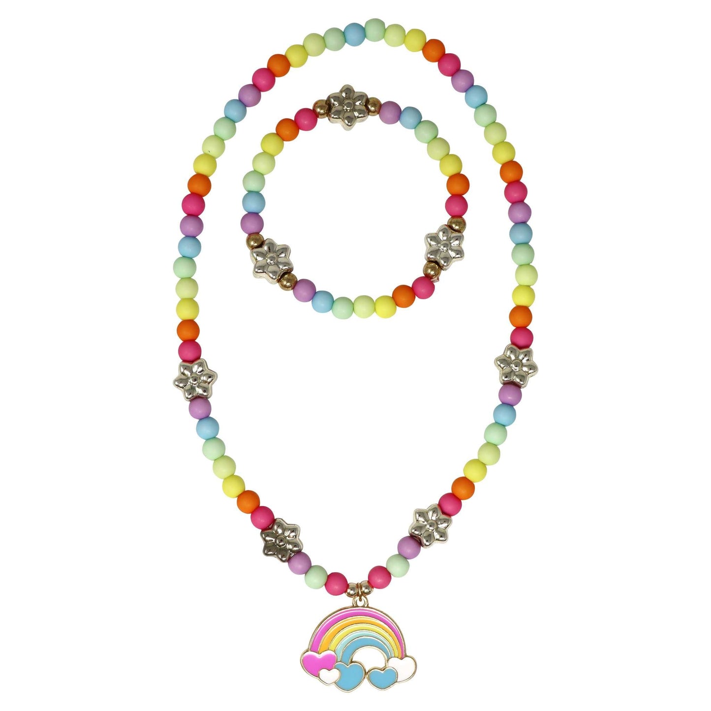 Daisy Rainbow Necklace & Bracelet Set