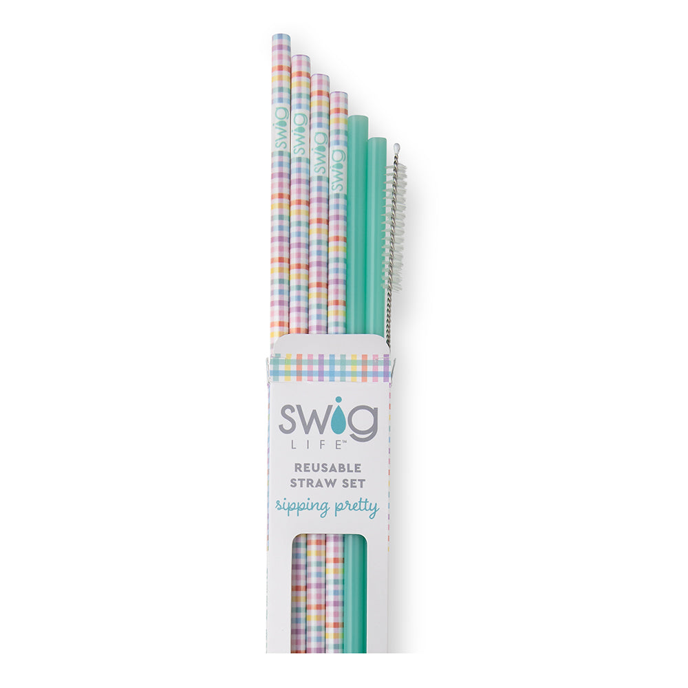 Reusable Straw Set - Pretty in Plaid