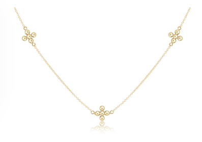 15" Choker Simplicity Chain Gold - Classic Beaded Signature Cross Gold
