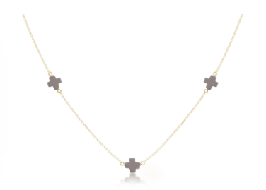15" Choker Simplicity Chain Gold - Signature Cross Charcoal