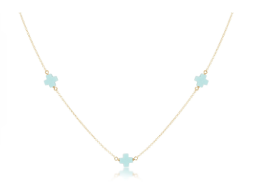 15" Choker Simplicity Chain Gold - Signature Cross Turquoise