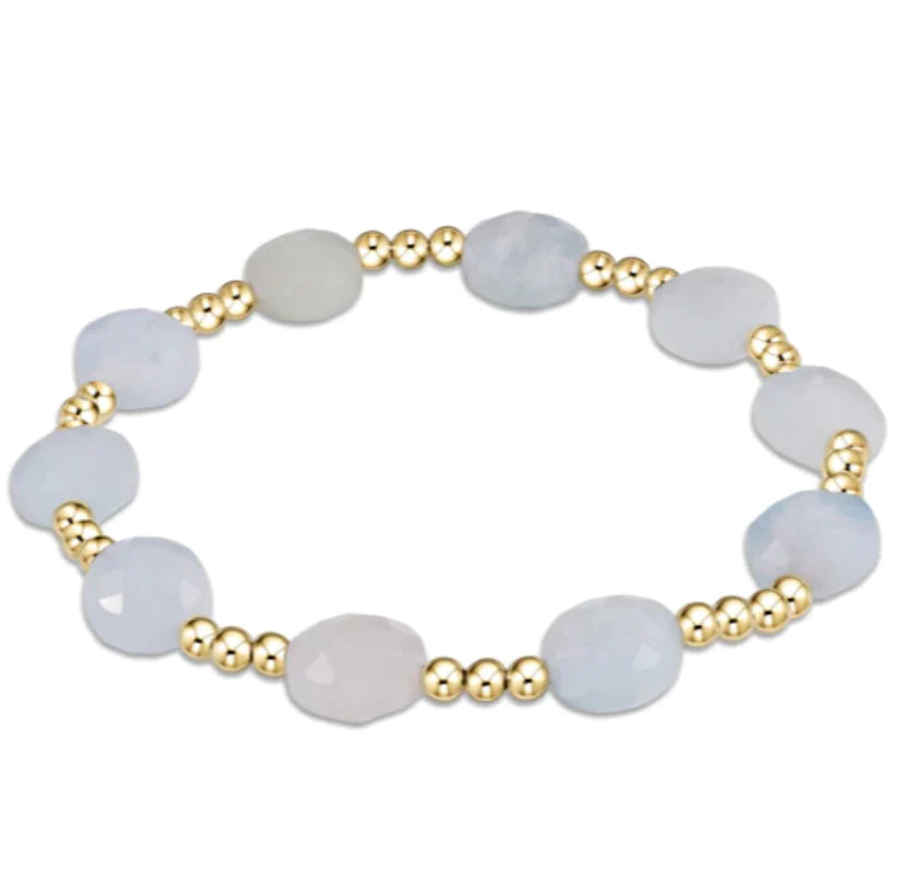 Admire Gold 3mm Bead Bracelet | Aquamarine