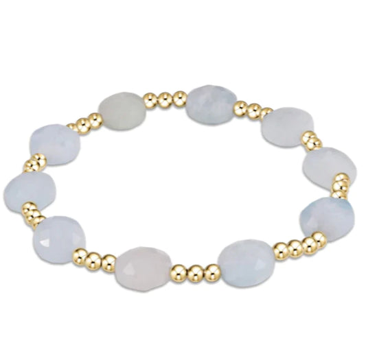 Admire Gold 3mm Bead Bracelet | Aquamarine