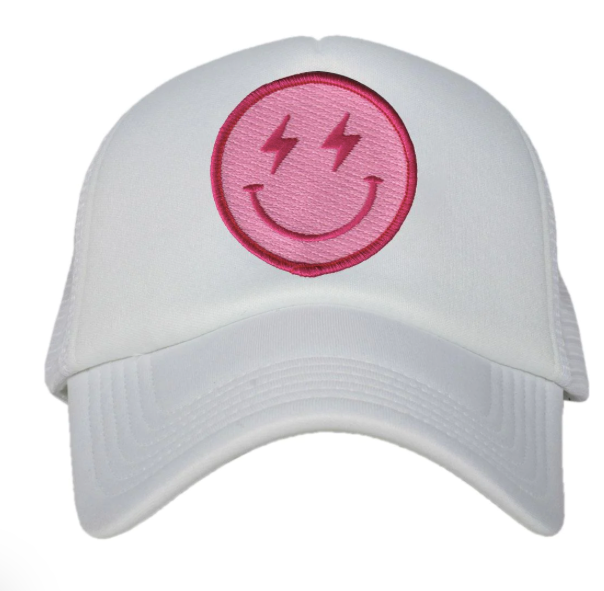 Trucker Hat - Pink Lightning Happy Face