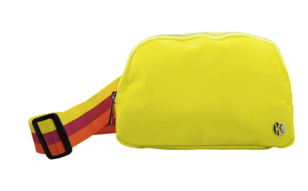 Yellow Solid Belt Bag - Striped Strap
