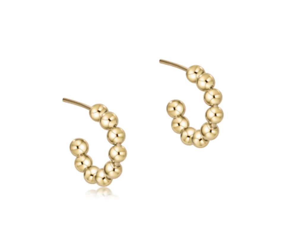 Beaded Classic 1" Post Hoop - 4mm Gold