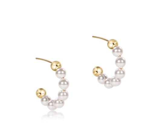 Beaded Classic 1" Post Hoop - 4mm Pearl