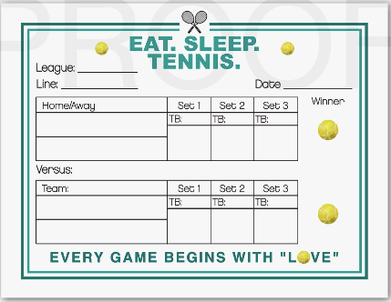 Custom Tennis Score Pad