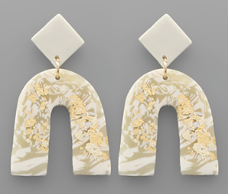 Clay Marvel Arch Earrings - White