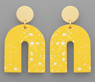 Gold Disc/Speckle Arch Earring - Yellow