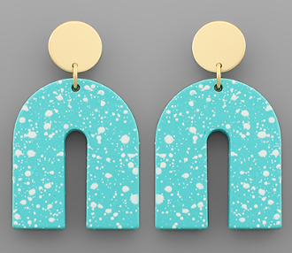 Gold Disc/Speckle Arch Earring - Turquoise