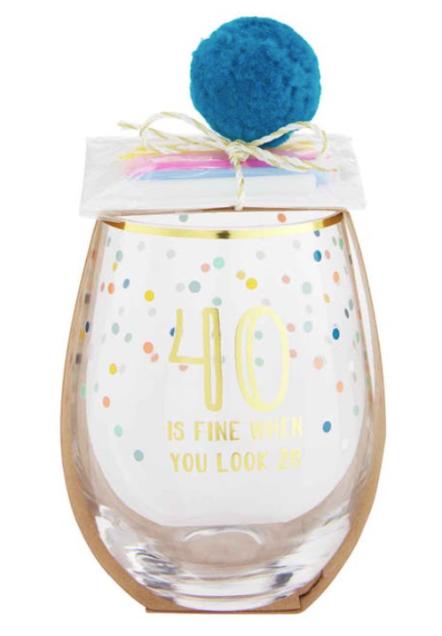 Birthday Wine Glass Set - 40th