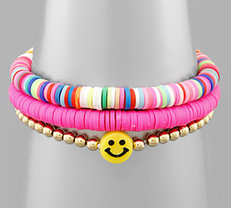 Smiley Face Bead Bracelet