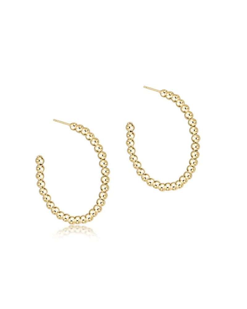 Beaded Classic 1.25" Post Hoop | 3mm Gold