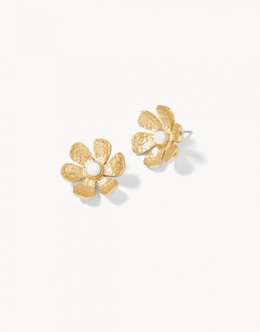 Garden Flower Stud Earrings Gold