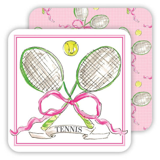 Tennis Rackets with Ball and Bow Coaster