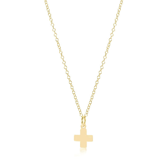 14" Necklace Gold - Signature Cross Small Gold Charm