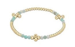 Signature Cross Gold Bliss Pattern 2.5mm Bead Bracelet - Amazonite