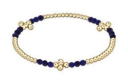 Signature Cross Gold Bliss Pattern 2.5mm Bead Bracelet - Lapis