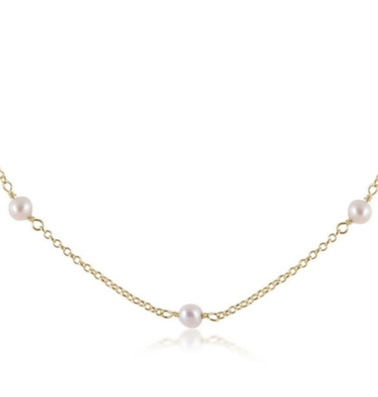 15" Choker Simplicity Chain Gold - 4mm Pearl