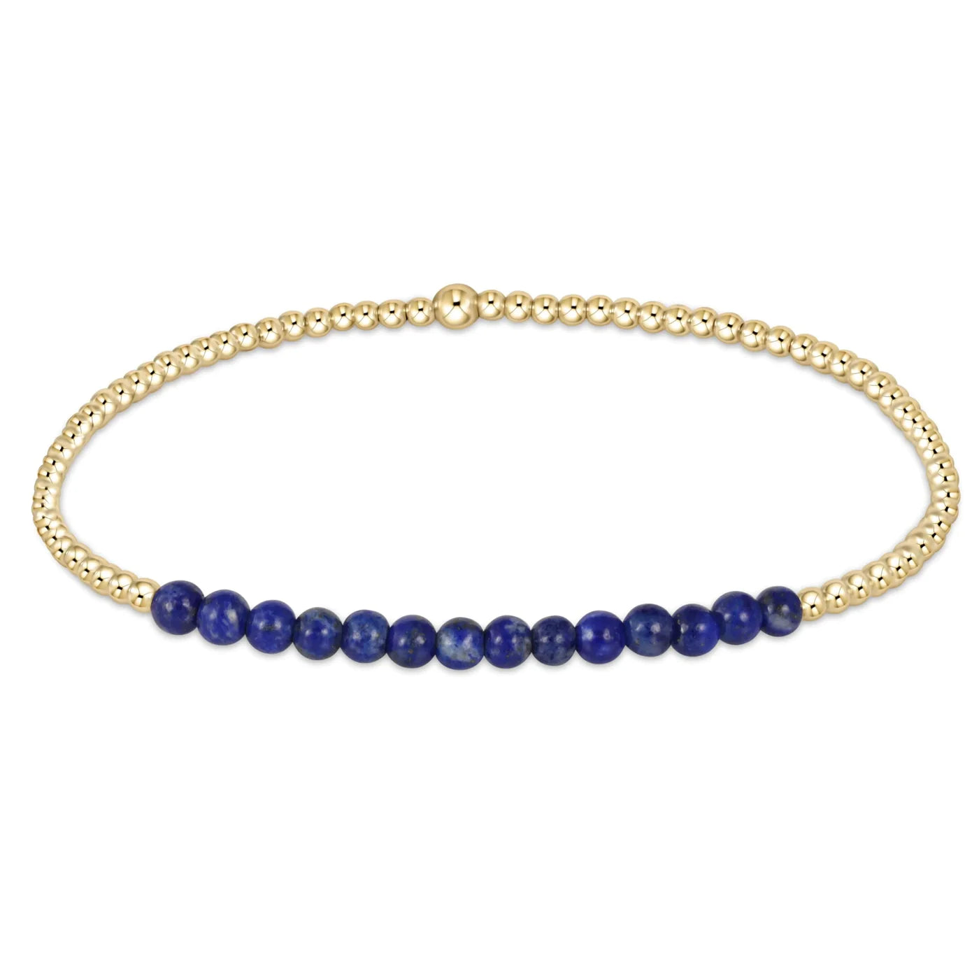 Gold Bliss 2mm Bead Bracelet - Lapis