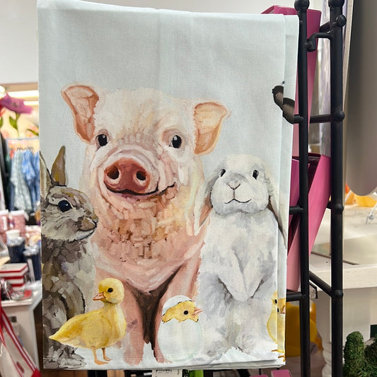 Springtime Animal Babies Tea Towel