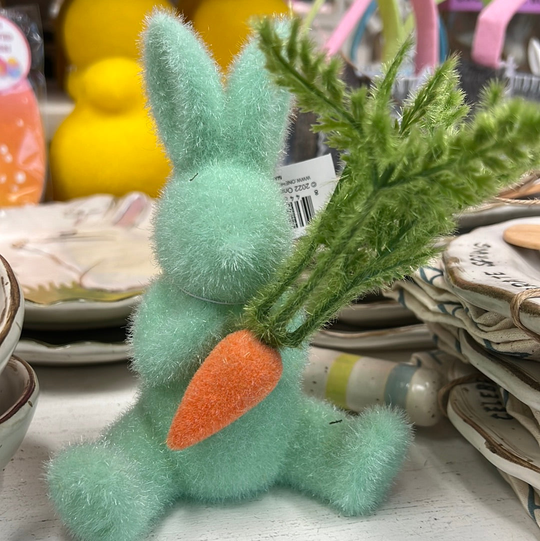 6.5" Flocked Bunny with Carrot