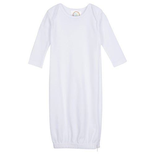 Unisex Long Sleeve Infant Gown - White