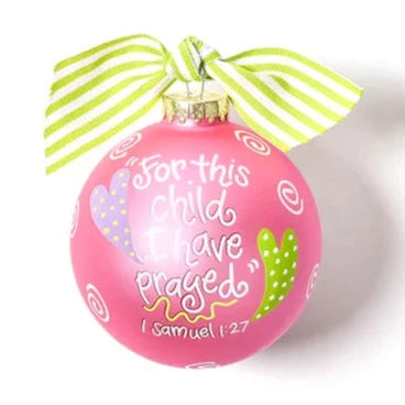 Glass Ornament | For This Child Pink