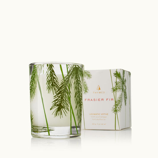 Thymes Frasier Fir - Frosted Wood Grain Candle Large